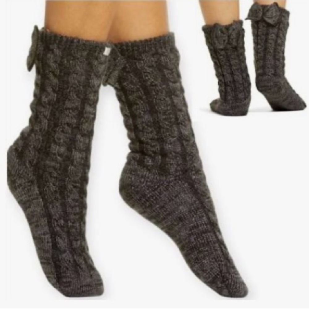UGG Laila Bow Fleece Lined Socks-Charcoal/Silver